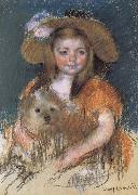 Mary Cassatt The girl holding the dog Sweden oil painting reproduction